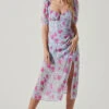 Floral Front Slit Milkmaid Midi Dress -Outlet Cozi Luxe Store ADR100913 BLUEMAGENTAFLORAL 2