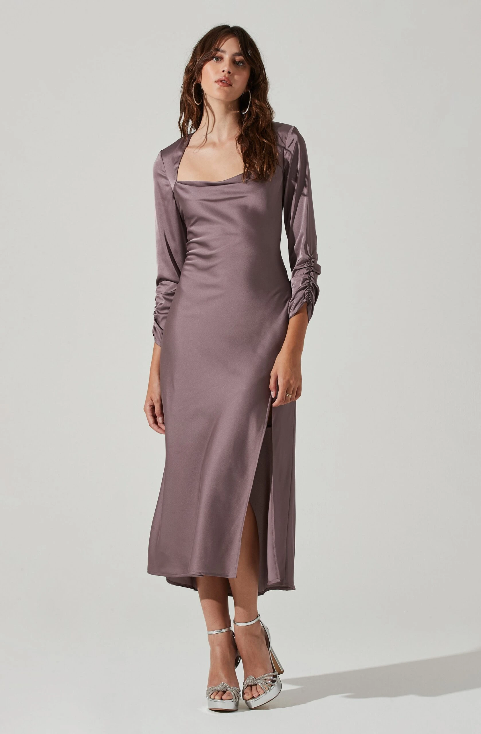 Gracie Long Sleeve Cutout Satin Midi Dress 12 Gracie Long Sleeve Cutout Satin Midi Dress - Image 10