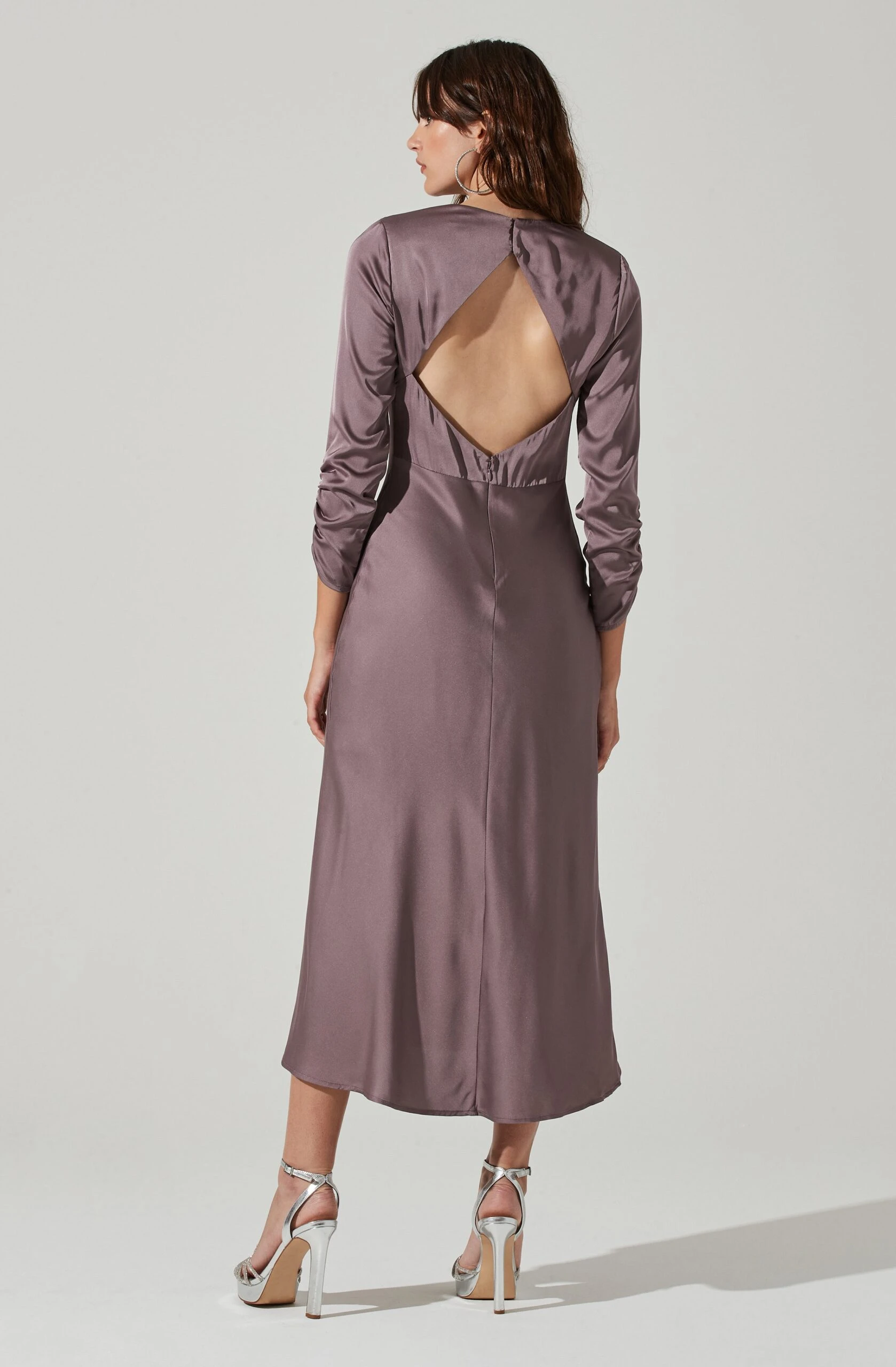 Gracie Long Sleeve Cutout Satin Midi Dress 16 Gracie Long Sleeve Cutout Satin Midi Dress - Image 14
