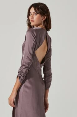 Gracie Long Sleeve Cutout Satin Midi Dress 34 Gracie Long Sleeve Cutout Satin Midi Dress -Outlet Cozi Luxe Store ADR101065 DUSTYMAUVE 0100