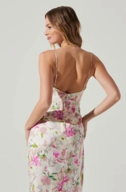 Giselle Floral Twist Front Midi Dress -Outlet Cozi Luxe Store ADR101136 PINKGREENFLORAL 5