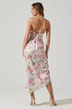 Giselle Floral Twist Front Midi Dress -Outlet Cozi Luxe Store ADR101136 PINKGREENFLORAL 6