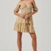 Off Shoulder Two Tier Floral Mini Dress -Outlet Cozi Luxe Store ADR101294 YELLOWMULTIFLORAL 01391