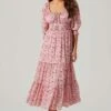Floral Smocked Waist Tiered Midi Dress -Outlet Cozi Luxe Store ADR101527 PINKFLORAL 5 2