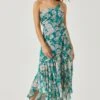 Emmylou Floral One Shoulder Midi Dress -Outlet Cozi Luxe Store ADR101528 GREENPURPLEFLORAL 1