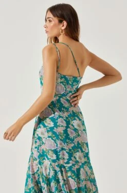 Emmylou Floral One Shoulder Midi Dress -Outlet Cozi Luxe Store ADR101528 GREENPURPLEFLORAL 6