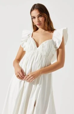 Flutter Sleeve Tie Back Maxi Dress 23 Flutter Sleeve Tie Back Maxi Dress -Outlet Cozi Luxe Store ADR101610 WHITE 4