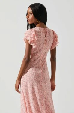 Celestine Floral Ruffle Midi Dress -Outlet Cozi Luxe Store ADR101613 PINKREDFLORAL 6