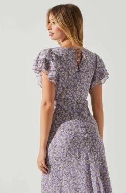 Celestine Floral Ruffle Midi Dress -Outlet Cozi Luxe Store ADR101613 PURPLEFLORAL 5