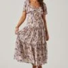 Floral Cinched Bust Cutout Center Midi Dress -Outlet Cozi Luxe Store ADR101632 BLUEMULTIFLR 2