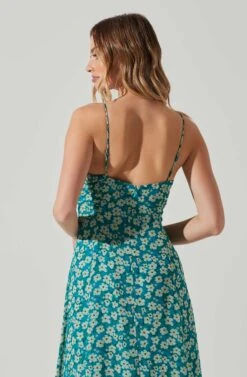 Floral Ruched Bust Midi Dress -Outlet Cozi Luxe Store ADR101663 BLUEFLORAL 5