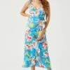 Satin Front Tie Wrap Floral Midi Dress -Outlet Cozi Luxe Store ADR101683 CAPRIBLUEFLORAL 1