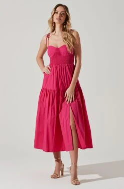 Tiered Smocked Midi Dress -Outlet Cozi Luxe Store ADR101693 FUCHSIA 2