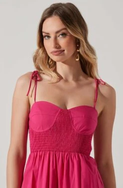 Tiered Smocked Midi Dress -Outlet Cozi Luxe Store ADR101693 FUCHSIA 4