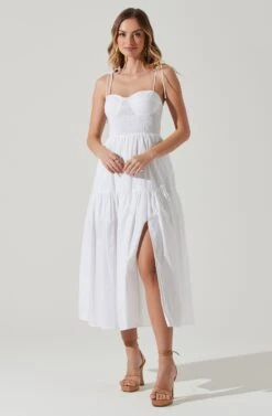 Tiered Smocked Midi Dress -Outlet Cozi Luxe Store ADR101693 WHITE 1