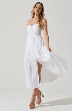 Tiered Smocked Midi Dress -Outlet Cozi Luxe Store ADR101693 WHITE 2