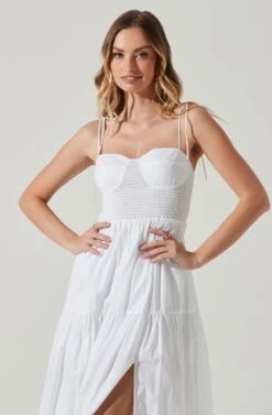 Tiered Smocked Midi Dress -Outlet Cozi Luxe Store ADR101693 WHITE 3