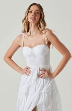 Tiered Smocked Midi Dress -Outlet Cozi Luxe Store ADR101693 WHITE 4