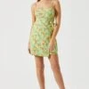 Keyhole Wrap Floral Mini Dress -Outlet Cozi Luxe Store ADR101709 GREENMULTIFLORAL 1