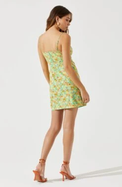 Keyhole Wrap Floral Mini Dress -Outlet Cozi Luxe Store ADR101709 GREENMULTIFLORAL 5