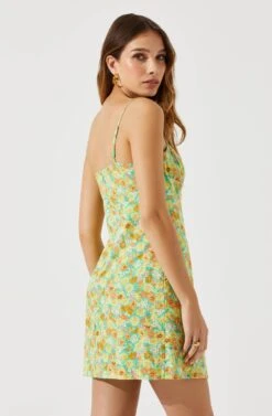 Keyhole Wrap Floral Mini Dress -Outlet Cozi Luxe Store ADR101709 GREENMULTIFLORAL 6