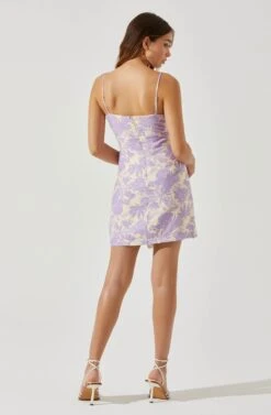 Keyhole Wrap Floral Mini Dress -Outlet Cozi Luxe Store ADR101709 LAVENDERFLORAL 6