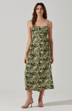 Open Back Floral Midi Dress 16 Open Back Floral Midi Dress -Outlet Cozi Luxe Store ADR101751 GREENORANGEFLORAL 2