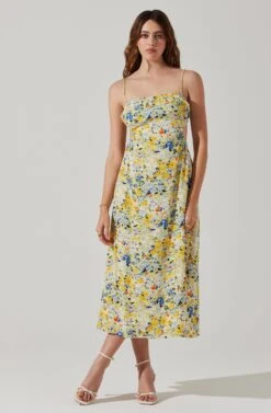 Open Back Floral Midi Dress 20 Open Back Floral Midi Dress -Outlet Cozi Luxe Store ADR101751 YELLOWBLUEABSTRACT 1
