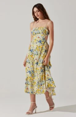 Open Back Floral Midi Dress 22 Open Back Floral Midi Dress -Outlet Cozi Luxe Store ADR101751 YELLOWBLUEABSTRACT 2