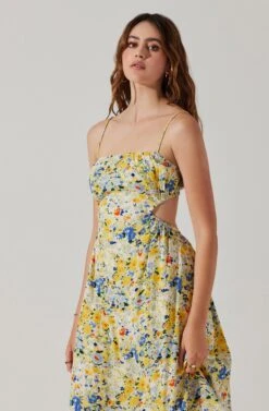 Open Back Floral Midi Dress 23 Open Back Floral Midi Dress -Outlet Cozi Luxe Store ADR101751 YELLOWBLUEABSTRACT 3