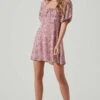 Floral Puff Sleeve Mini Dress 1 Floral Puff Sleeve Mini Dress -Outlet Cozi Luxe Store ADR101755 MAGENTALIMEDITSY 2