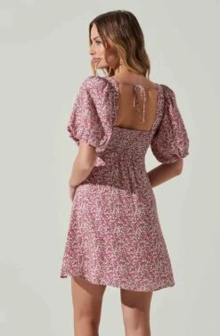 Floral Puff Sleeve Mini Dress 18 Floral Puff Sleeve Mini Dress -Outlet Cozi Luxe Store ADR101755 MAGENTALIMEDITSY 5