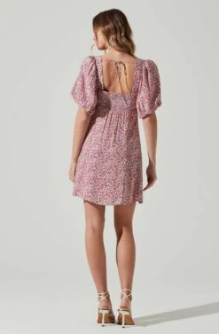 Floral Puff Sleeve Mini Dress 19 Floral Puff Sleeve Mini Dress -Outlet Cozi Luxe Store ADR101755 MAGENTALIMEDITSY 6