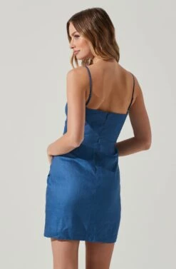 Side Ruched Mini Dress 18 Side Ruched Mini Dress -Outlet Cozi Luxe Store ADR101762 INDIGO 5