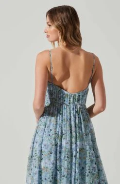 Floral Pleated Midi Dress -Outlet Cozi Luxe Store ADR101774 BLUEFLORAL 5