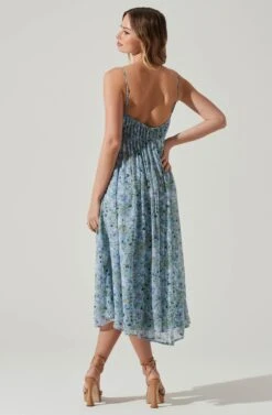 Floral Pleated Midi Dress -Outlet Cozi Luxe Store ADR101774 BLUEFLORAL 6