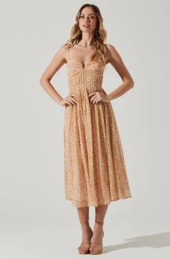 Floral Pleated Midi Dress -Outlet Cozi Luxe Store ADR101774 YELLOWPINKFLORAL 1