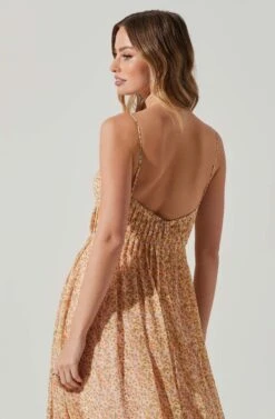 Floral Pleated Midi Dress -Outlet Cozi Luxe Store ADR101774 YELLOWPINKFLORAL 5