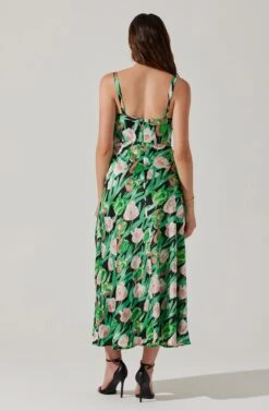 Satin Corset Floral Maxi Dress -Outlet Cozi Luxe Store ADR101783 PINKGREENFLORAL 5