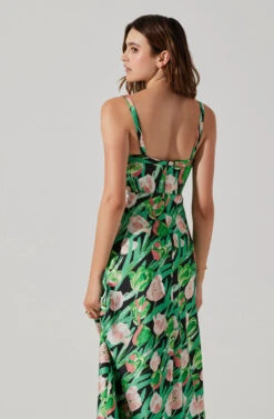 Satin Corset Floral Maxi Dress -Outlet Cozi Luxe Store ADR101783 PINKGREENFLORAL 6