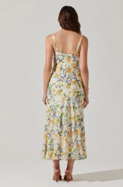 Satin Corset Floral Maxi Dress -Outlet Cozi Luxe Store ADR101783 YELLOWCREAMFLORAL 6