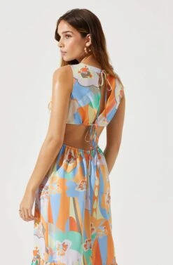 High Neck Open Back Midi Dress -Outlet Cozi Luxe Store ADR101799 ORANGEBLUEMULTIFL 6