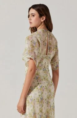 Flutter Sleeve Open Back Maxi Dress -Outlet Cozi Luxe Store ADR101803 CREAMMULTIFLORAL 6