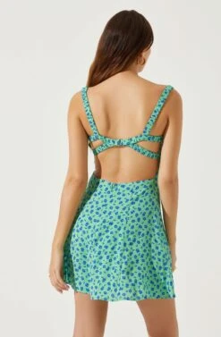 Sweetheart Neck Open Back Mini Dress -Outlet Cozi Luxe Store ADR101821 GREENBLUEFLORAL 6