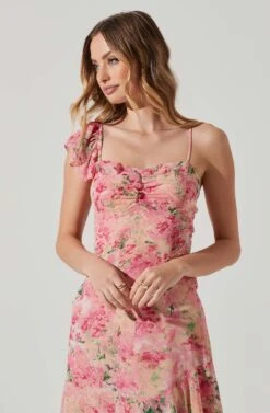 Camelia Floral Midi Dress -Outlet Cozi Luxe Store ADR101861C PINKGREENFLORAL 3