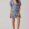 Flutter Sleeve Cutout Floral Mini Dress -Outlet Cozi Luxe Store ADR10724 BLUEPINKFLORAL 1