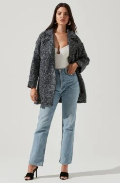 Oversized Marled Coat -Outlet Cozi Luxe Store ALT13093 BLACK WHITE 1