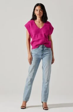 Checkered Sweater Vest -Outlet Cozi Luxe Store ALT16416 CI FUCHSIA 4