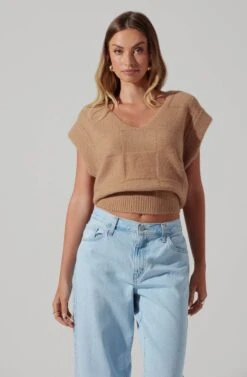 Checkered Sweater Vest -Outlet Cozi Luxe Store ALT16416 CI TAUPE 3