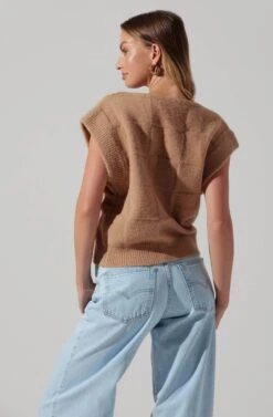Checkered Sweater Vest -Outlet Cozi Luxe Store ALT16416 CI TAUPE 6